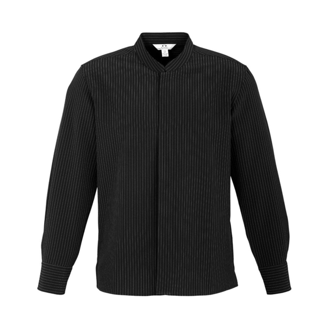 Mens Quay Long Sleeve Shirt-Black / White