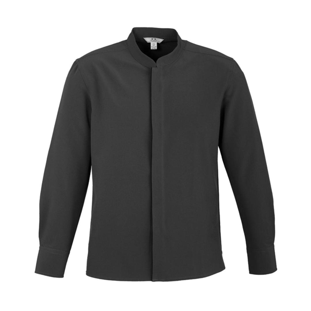 Mens Quay Long Sleeve Shirt-Charcoal / Black