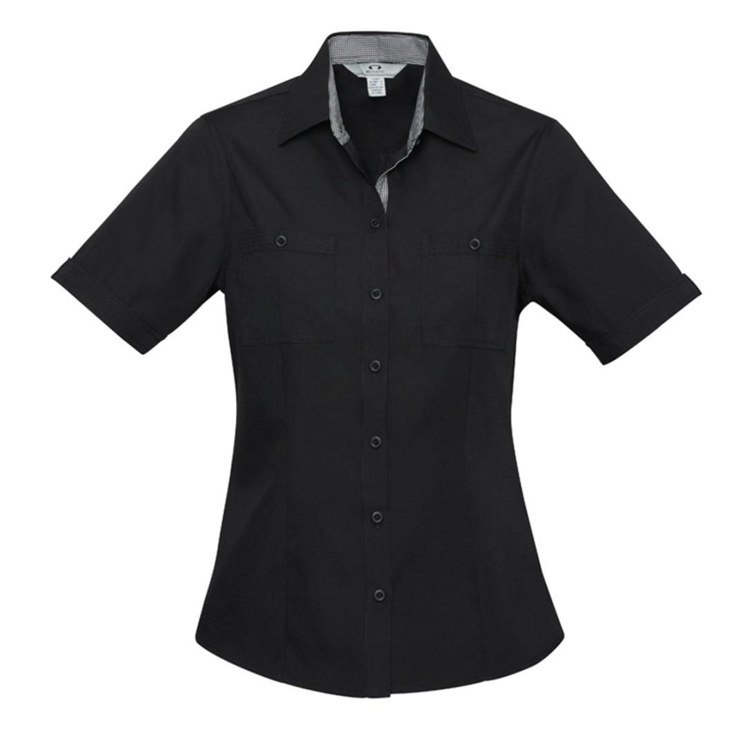 Ladies Bondi Short Sleeve Shirt-Black / Check