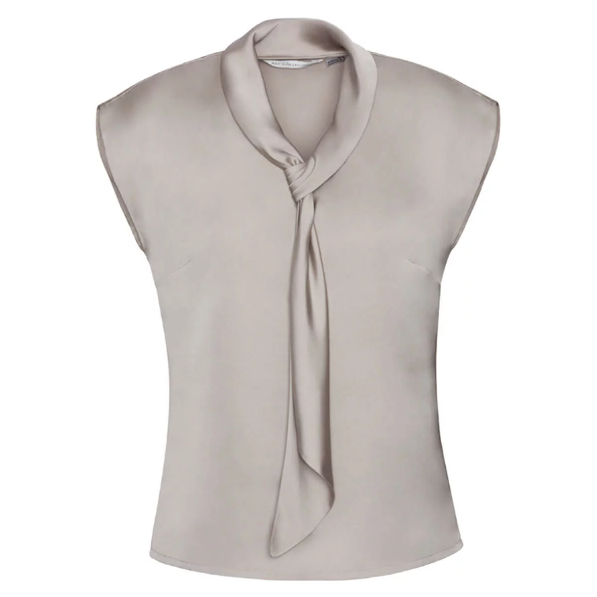 Ladies Shimmer Tie Neck Top-Champagne