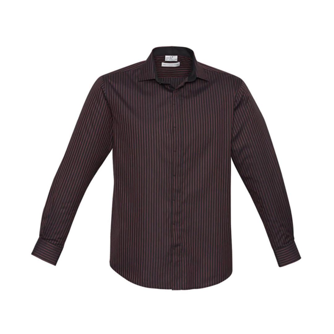 Mens Reno Stripe Long Sleeve Shirt-Port Wine