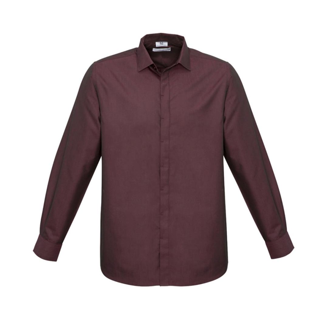 Mens Hemingway Long Sleeve Shirt-Port Wine