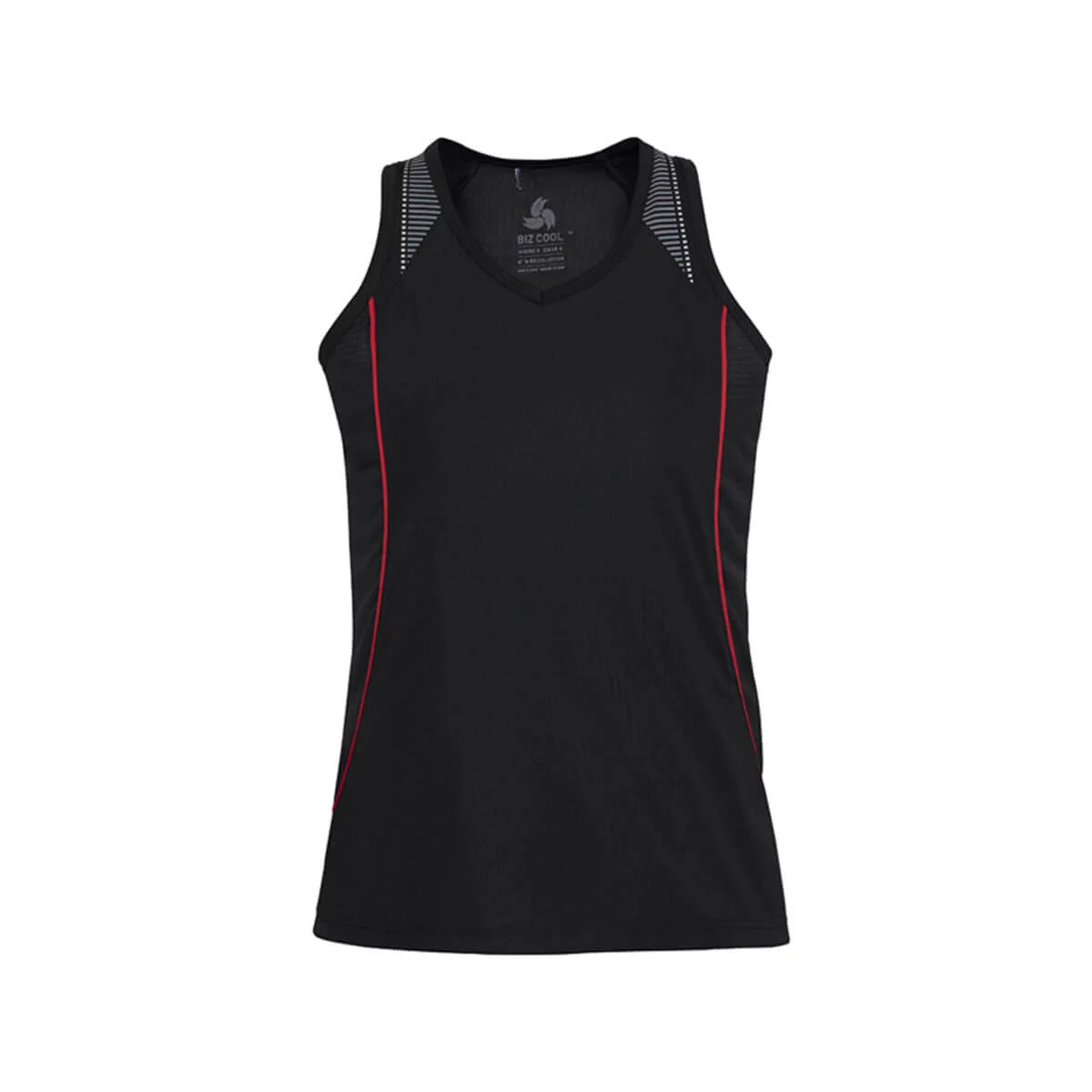 Ladies Razor Singlet-Black / Red