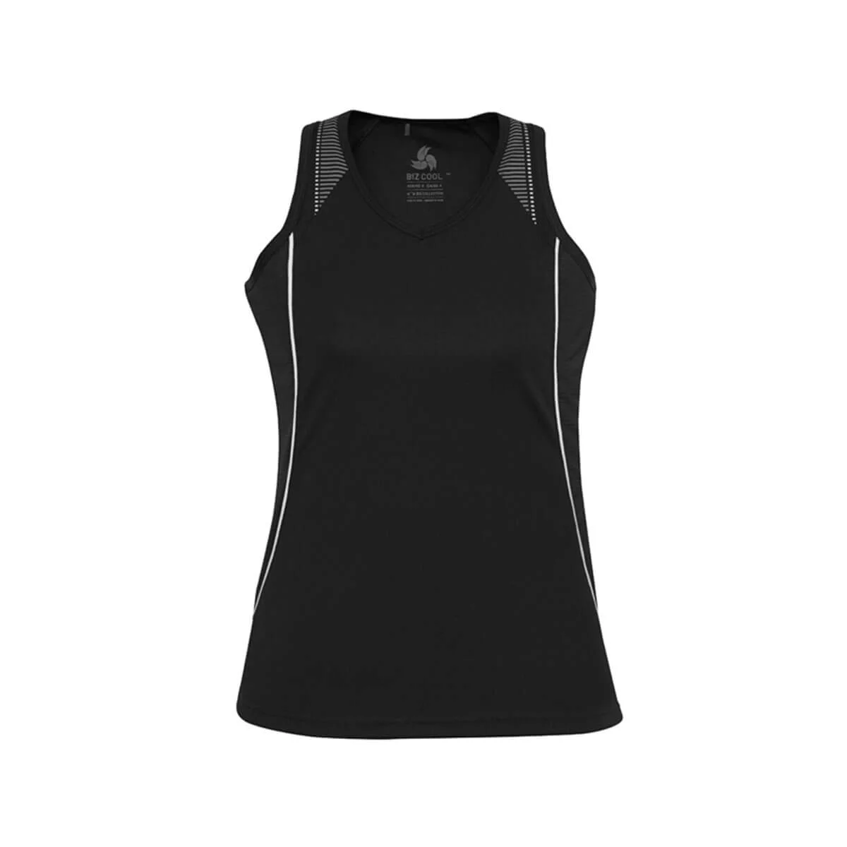 Ladies Razor Singlet-Black / White