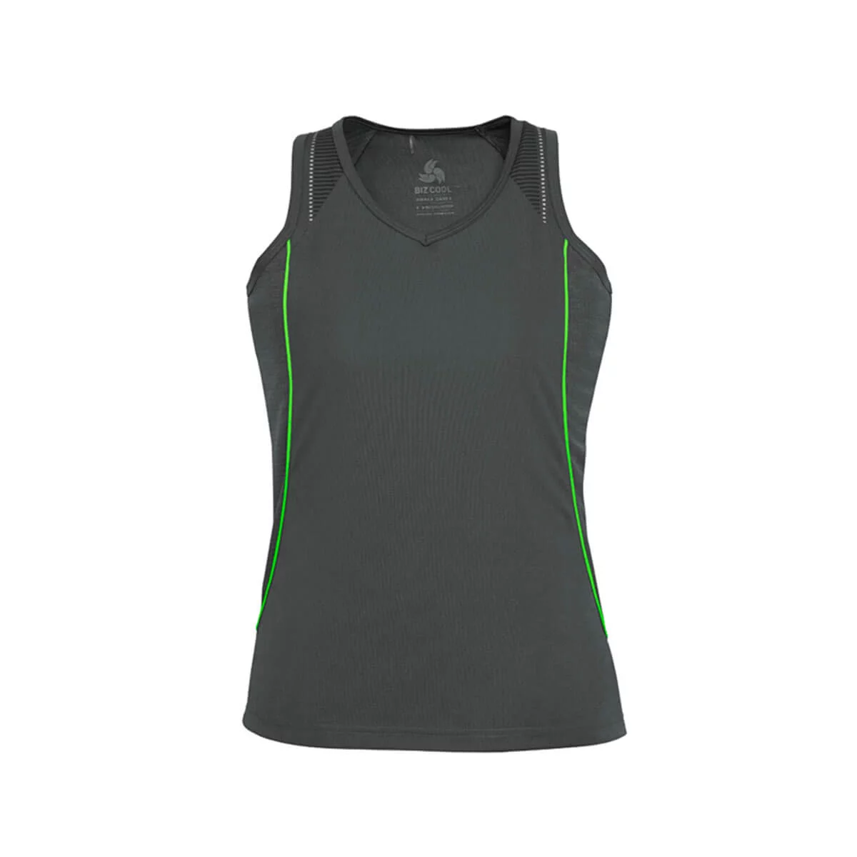 Ladies Razor Singlet-Grey / Fluoro Lime