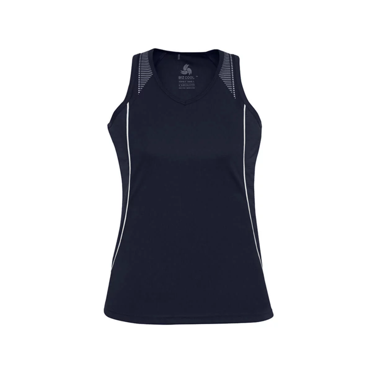 Ladies Razor Singlet-Navy / White