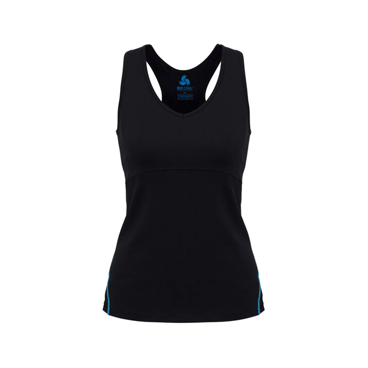 Ladies Maya Sports Bra Top-Black / Cyan
