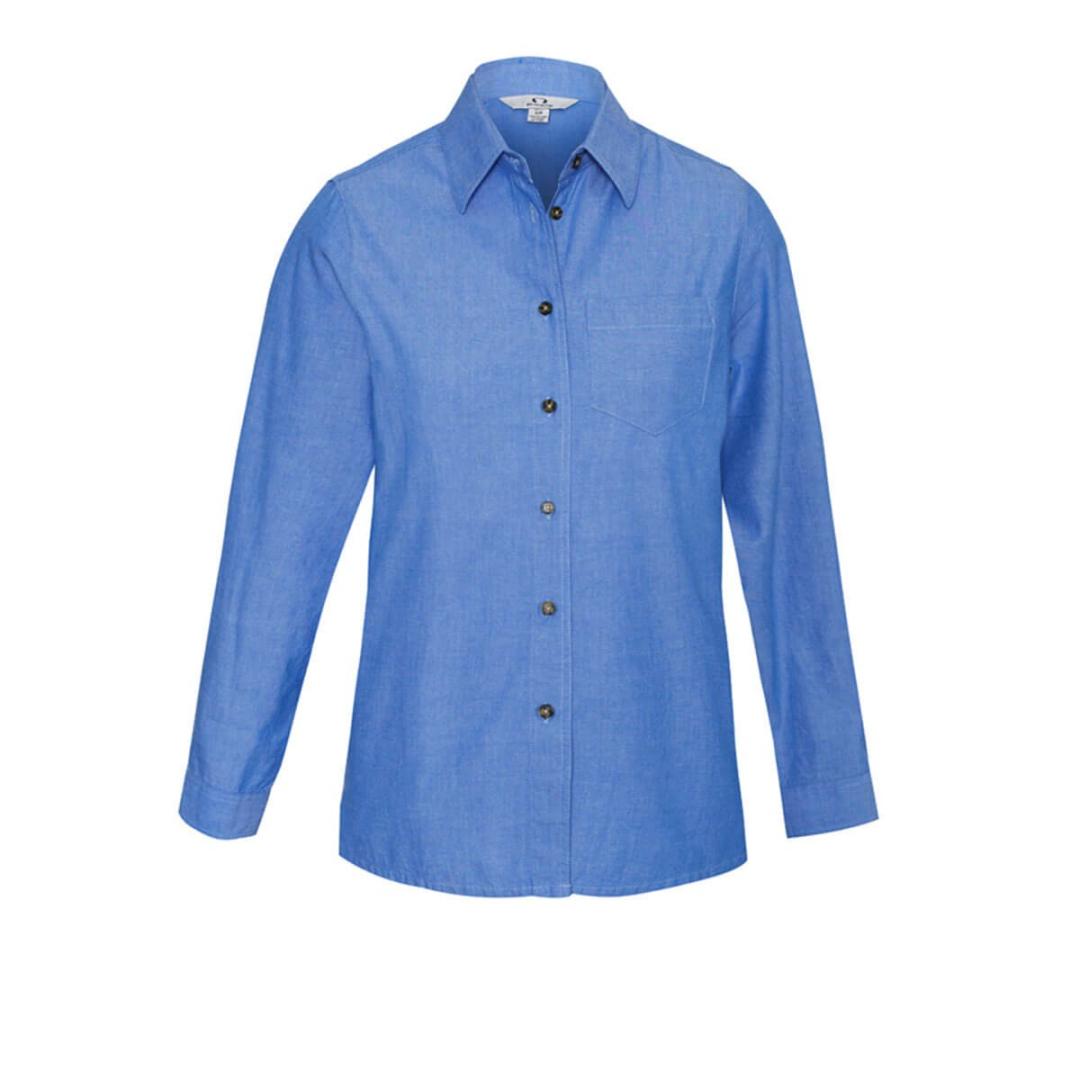 Ladies Wrinkle Free Chambray Long Sleeve Shirt-Chambray