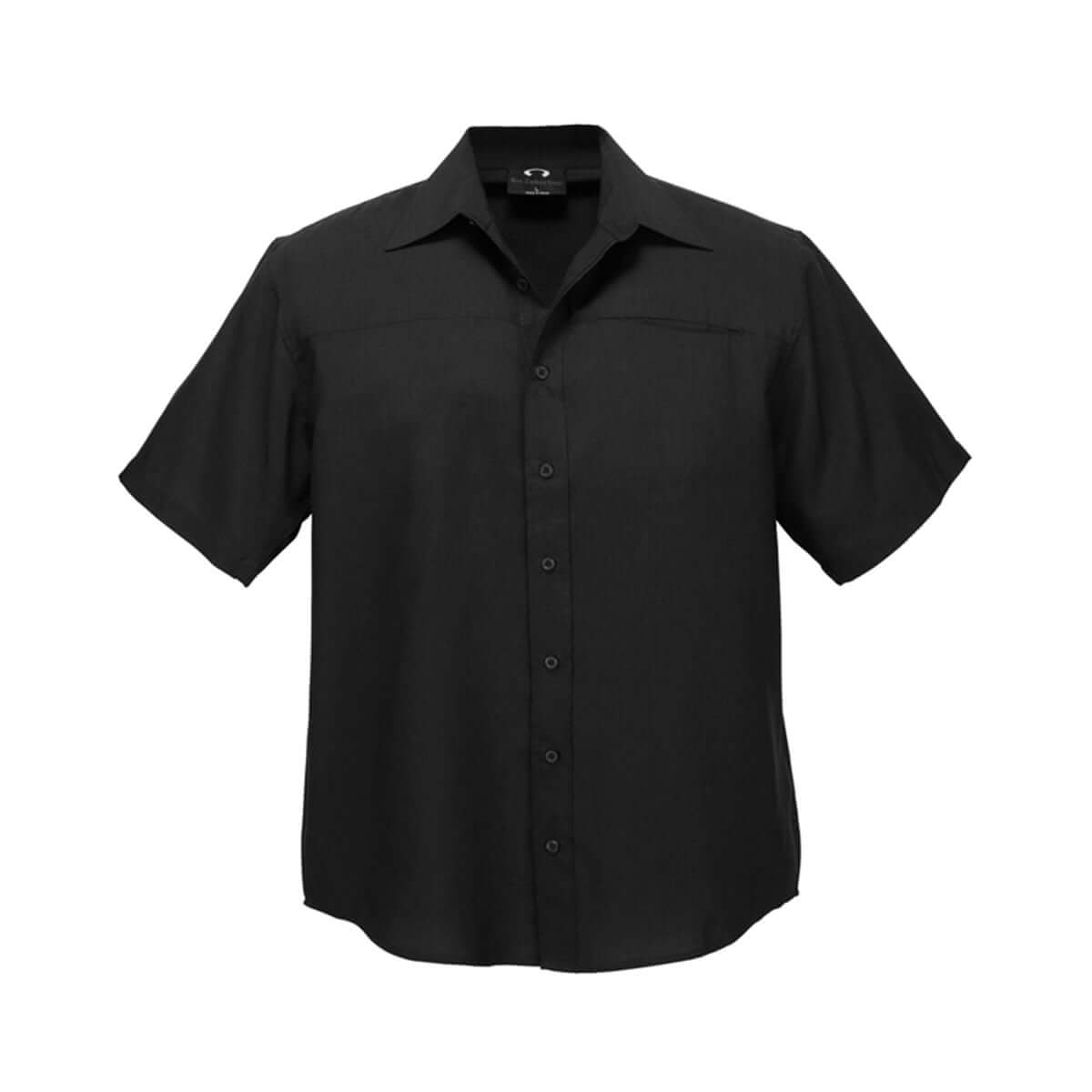 Mens Plain Oasis Short Sleeve Shirt-Black