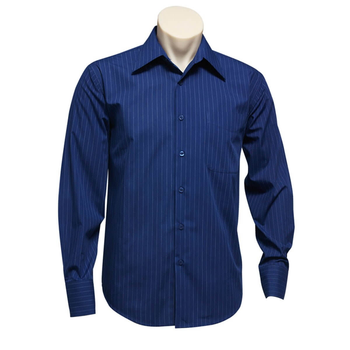Mens Manhattan Long Sleeve Shirt-French Blue / White