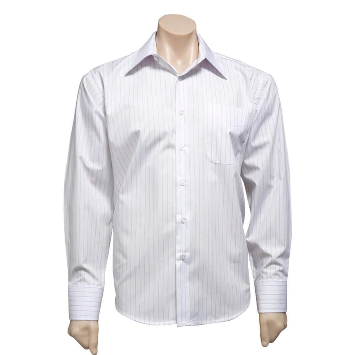 Mens Manhattan Long Sleeve Shirt-White / Black