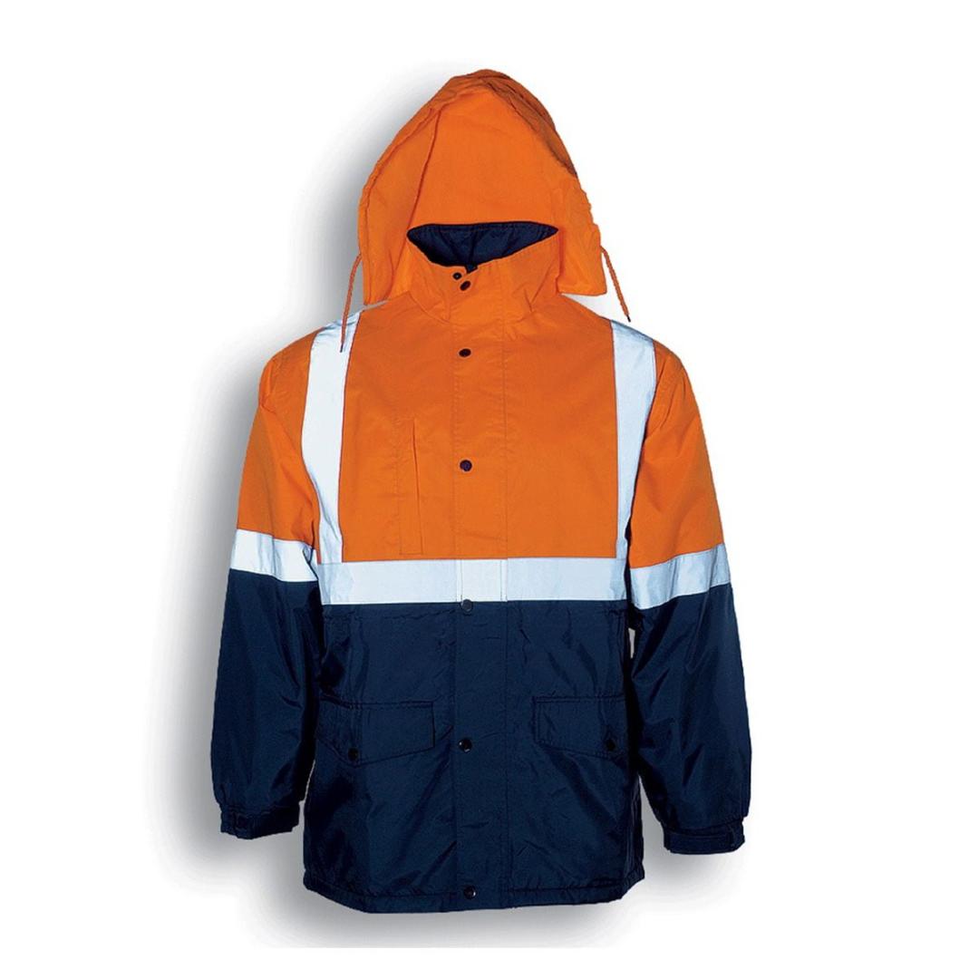 HI-VIS POLAR FLEECE LINED JACKET WITH TAPE-Orange / Navy