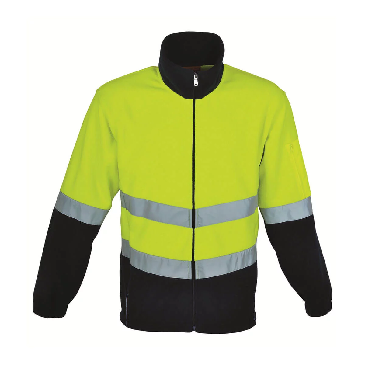 FULL ZIP HI VIS POLAR FLEECE WITH TAPE-Lime / Navy