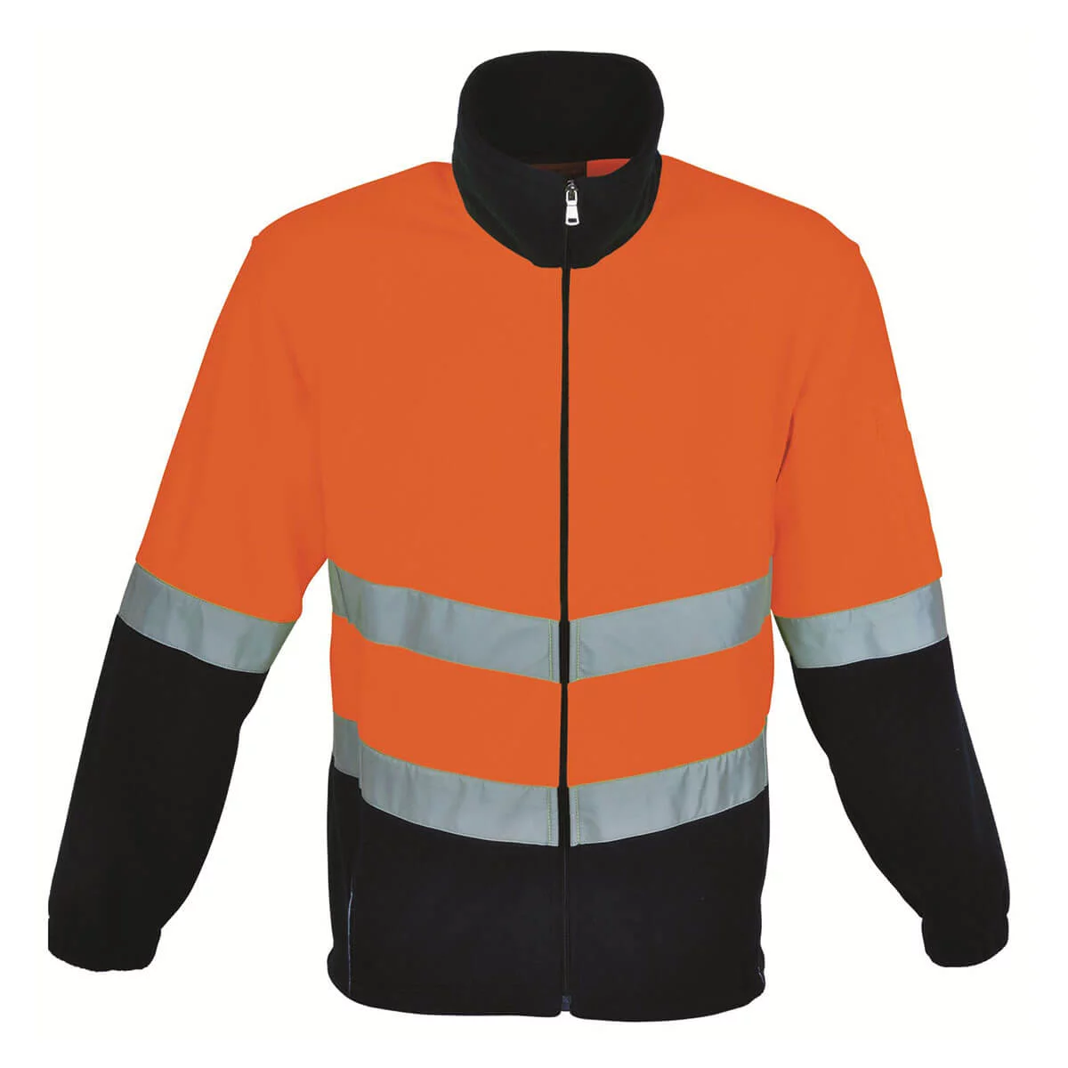 FULL ZIP HI VIS POLAR FLEECE WITH TAPE-Orange / Navy