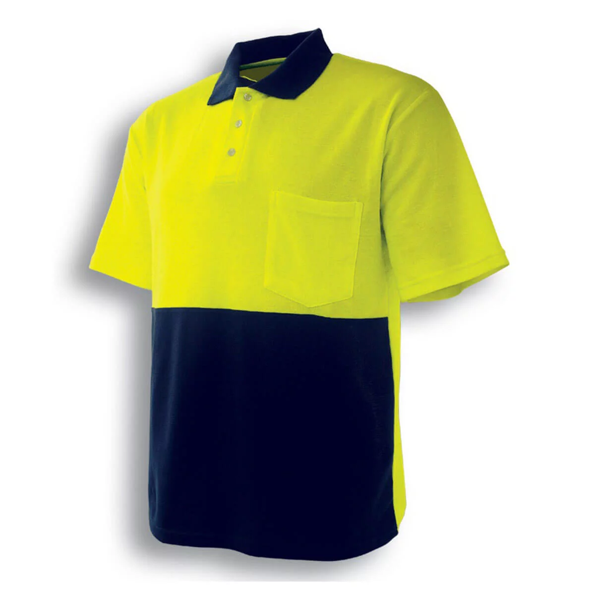 HI-VIS POLY/COTTON POLO -SHORT SLEEVE-Lime / Navy