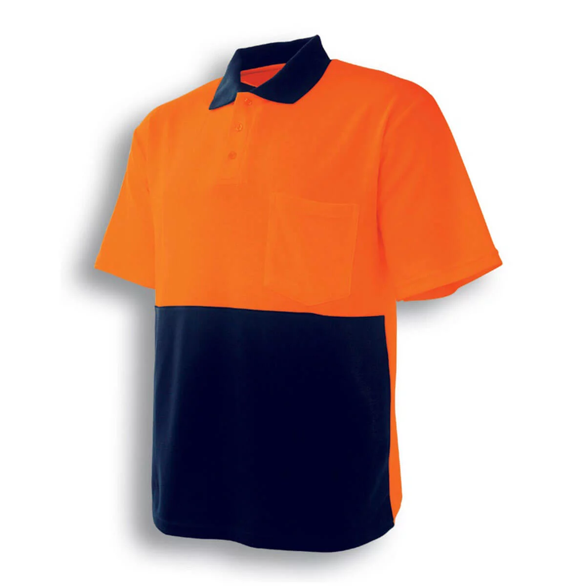 HI-VIS POLY/COTTON POLO -SHORT SLEEVE-Orange / Navy