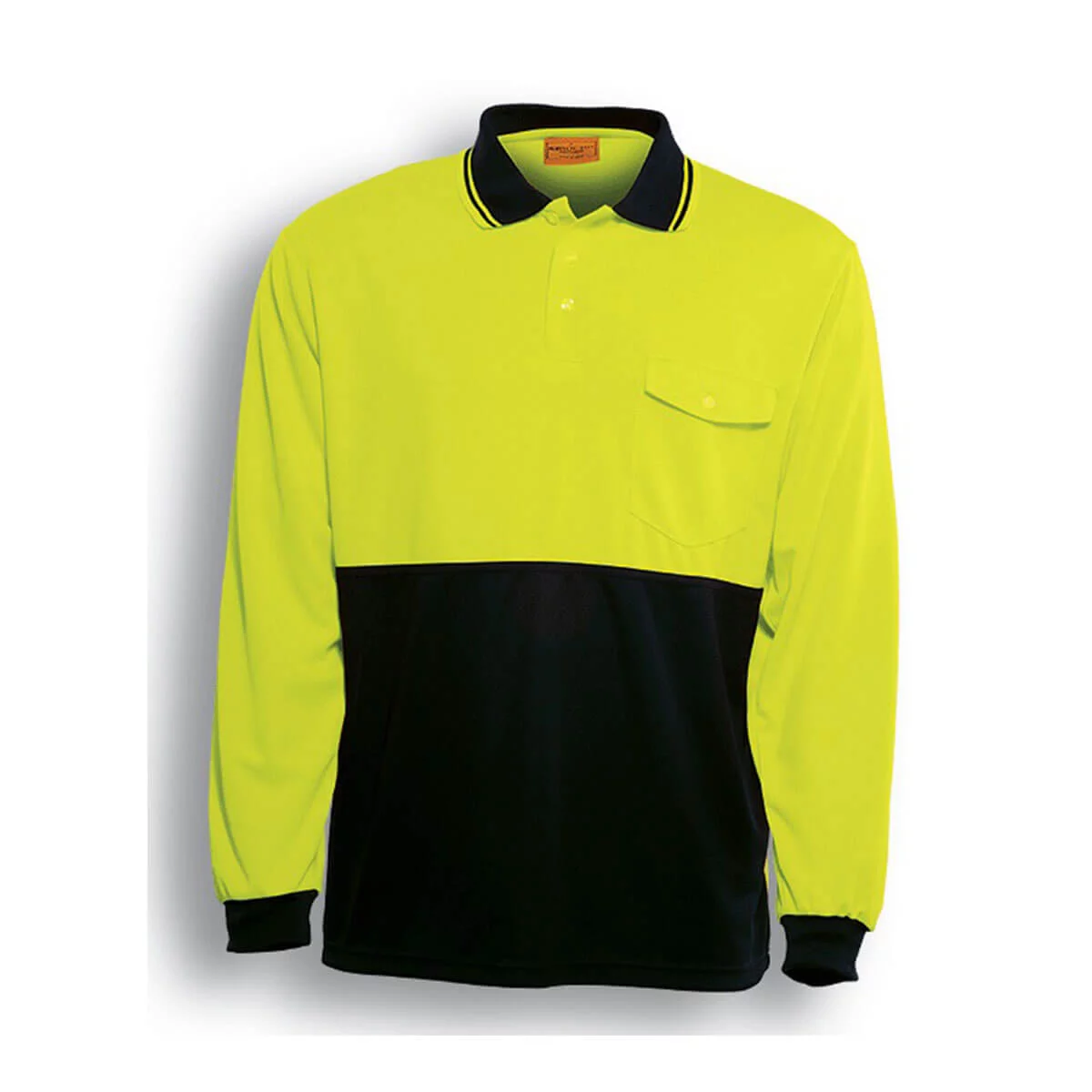 HI-VIS SAFETY POLO – LONG SLEEVE-Lime / Black