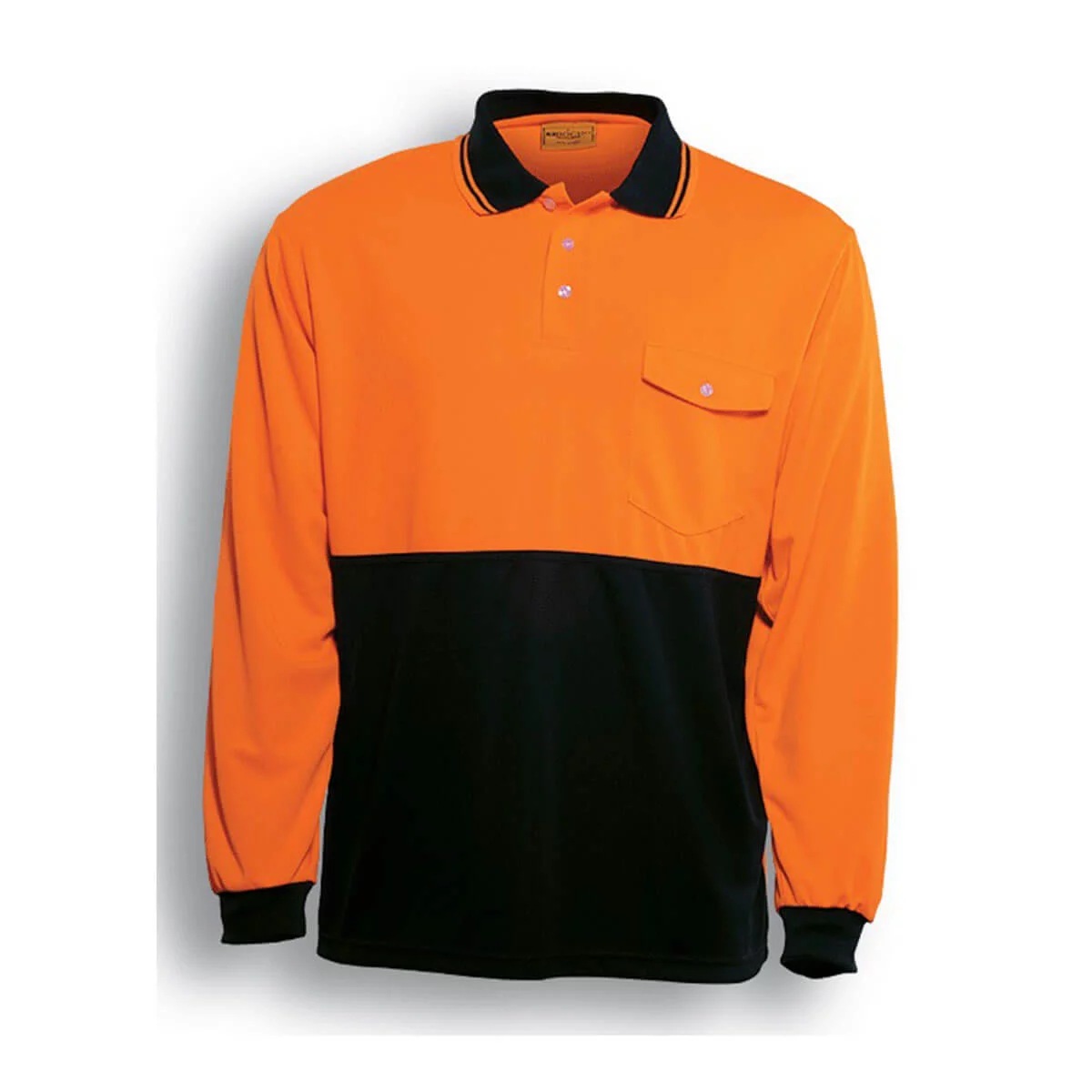 HI-VIS SAFETY POLO – LONG SLEEVE-Orange / Black