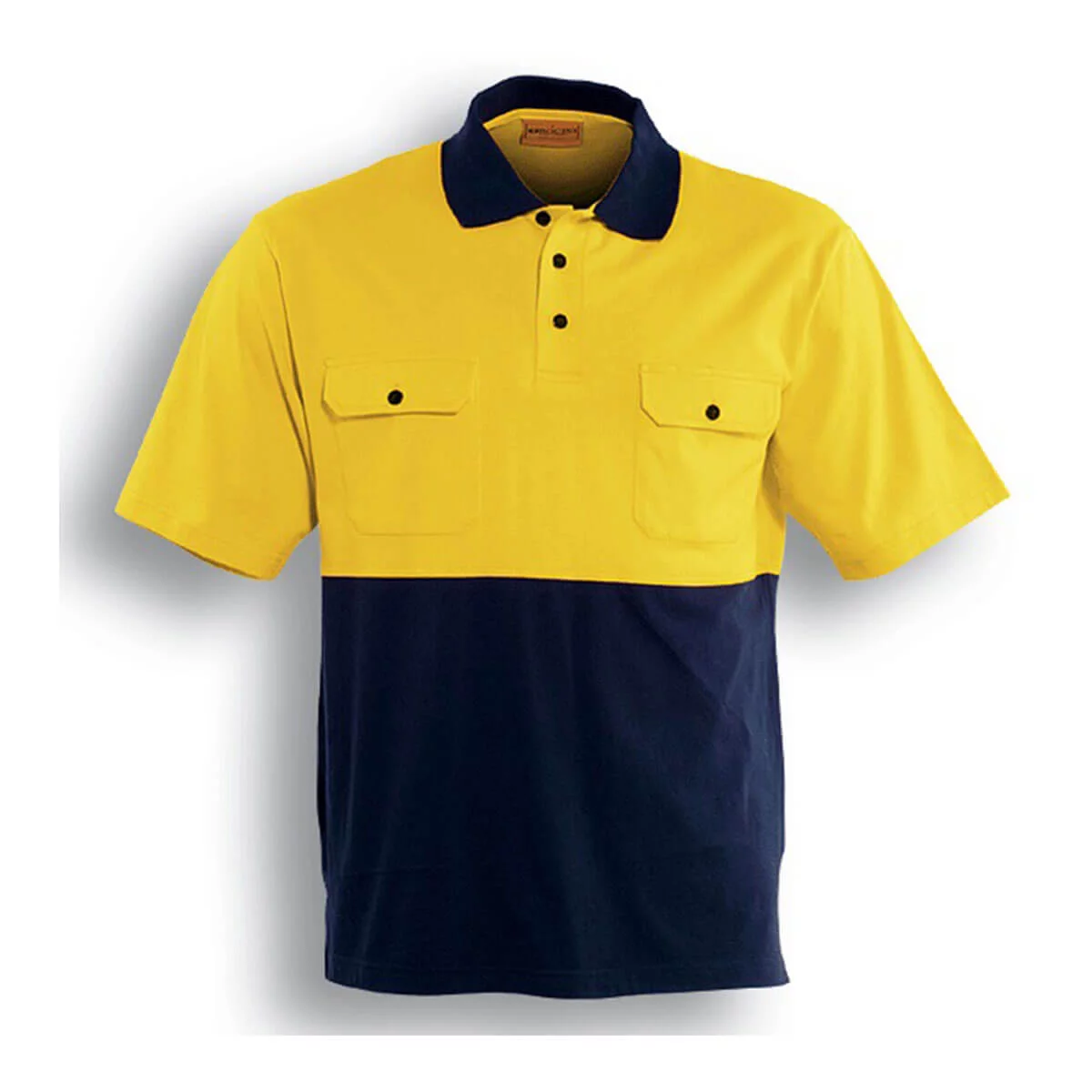 HI-VIS COTTON JERSEY POLO S/S-Lime / Navy