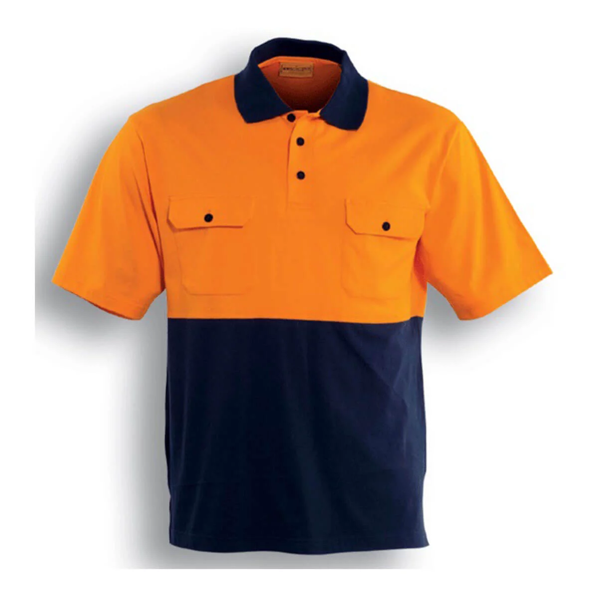 HI-VIS COTTON JERSEY POLO S/S-Orange / Navy