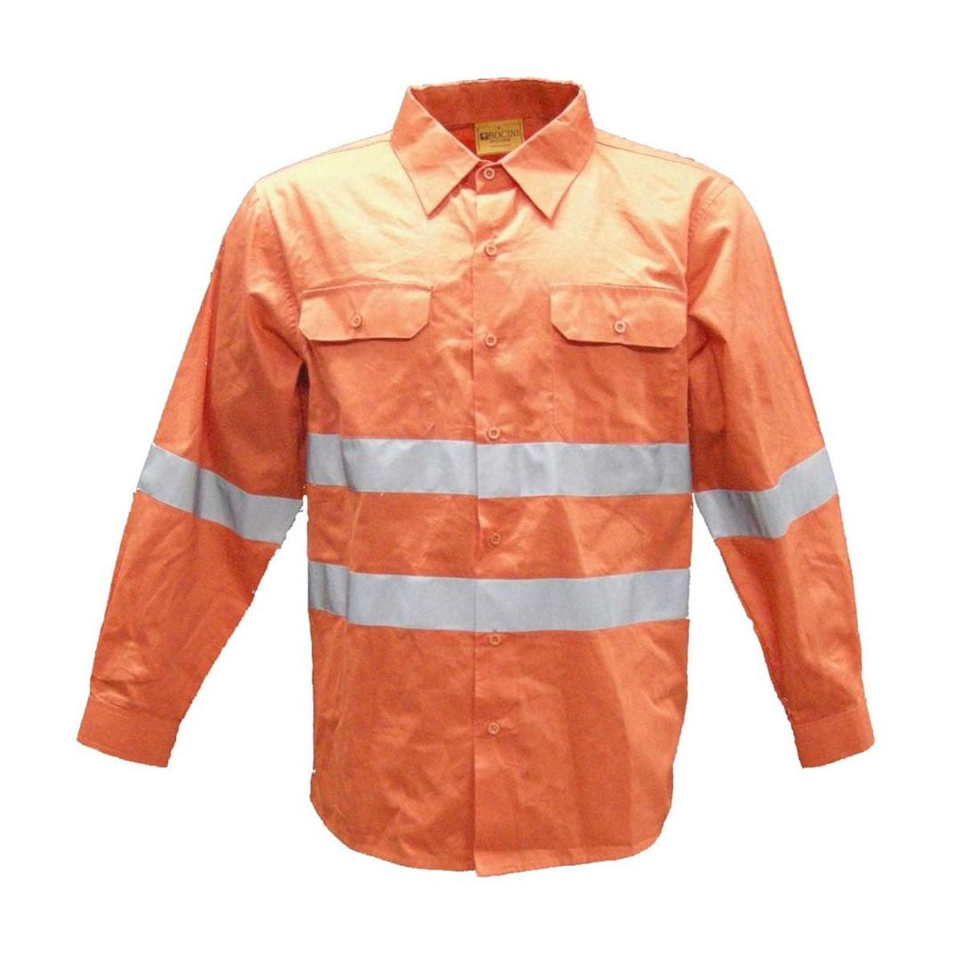HI-VIS ORANGE DRILL SHIRT WITH X TAPE-Orange