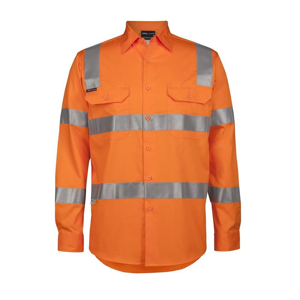 HI VIS (D+N) L/S 150G VIC RAIL WORK SHIRT-Orange